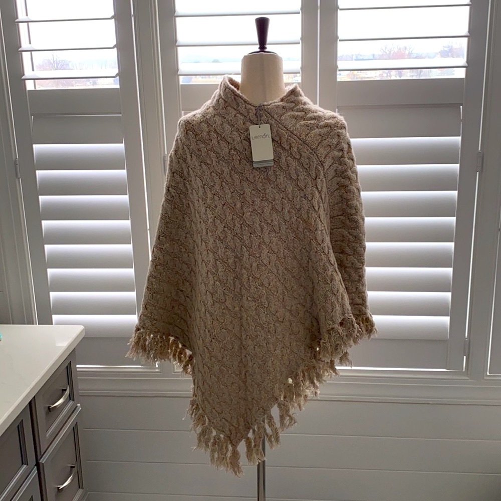 NWT—Lemon Asymmetrical Truffle Poncho - Picture 4 of 5